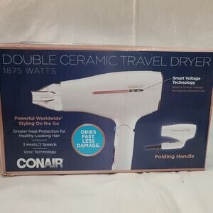 Conair 1875 Watt Compact Folding Handle Hair Dryer, Travel Hair Dryer